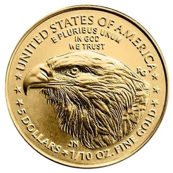 1/10 Unze Goldmünze USA 2026 American Eagle aus 916,67 Gold, Vorderseite mit Lady Liberty, Rückseite mit modernem Adlerkopf im Type 2 Design.