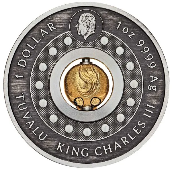 1 Unze Silbermünze Tuvalu 2026 Rotating Charm in Antique Finish | Lunar Serie - Motiv: YEAR OF THE HORSE ( Pferd )