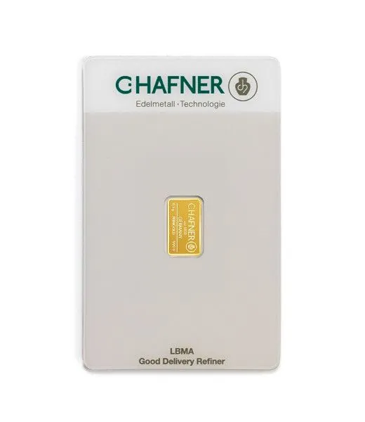1 Gramm Goldbarren C.HAFNER in Blister mit Seriennummer