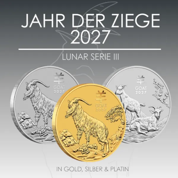 1 Unze Goldmünze Australien 2027 - Lunar Serie 3 - Motiv: ZIEGE | Perth Mint
