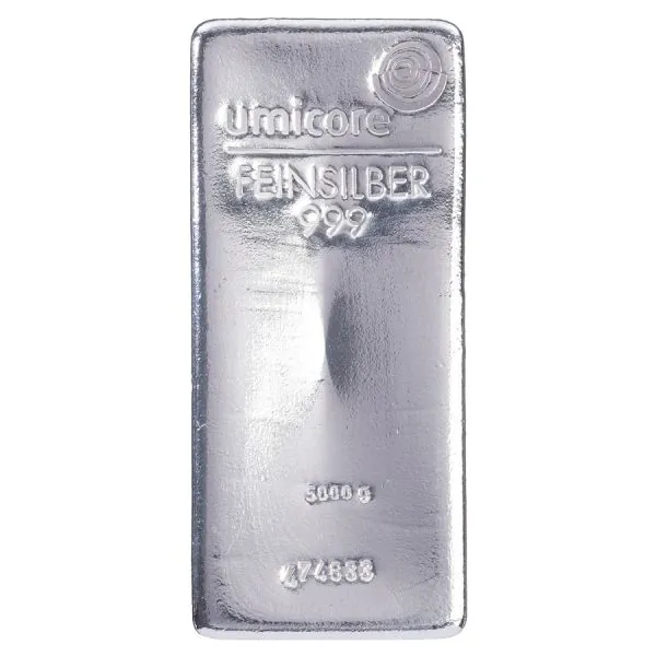 5 Kilo Silberbarren Umicore – Lose mit Seriennummer, gegossen, LBMA-zertifiziert
