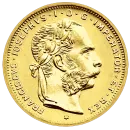 Österreich 4 Florin Goldmünze aus 900er Gold mit Porträt von Kaiser Franz Joseph I., historische Goldanlagemünze als Symbolbild für den Ankauf.