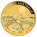 1 Unze Goldmünze Australien 2019 Goldmine Super Pit aus 999,9er Gold, Motiv der Super Pit Goldmine, Wertseite mit Porträt von Königin Elizabeth II.