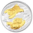 30 Gramm Silbermünze China 2022 - Panda vergoldet
