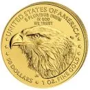 1 Unze Goldmünze USA 2022 American Eagle aus 916,67 Gold mit Lady Liberty auf der Vorderseite und dem modernen Type-2-Weißkopfseeadler auf der Rückseite.