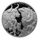 1 Unze Silbermünze Tokelau 2022 | Motiv: Bulle und Bär ( Bull & Bear ) *