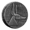 5 Unze Silbermünze Tschad 2021 in Antique Finish und High Relief | Motiv: Anubis