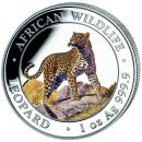 1 Unze Silbermünze Somalia 2022 | Serie: African Wildlife - Motiv: Leopard in Farbe