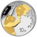 30 Gramm Silbermünze China 2023 - Panda vergoldet