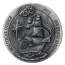 1 Unze Silbermünze Ruanda 2022 Ultra High Relief in Antik Finish | Nautische Unze - Motiv: USS Constitution