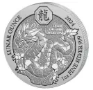 1 Unze Silbermünze Ruanda 2024 | Lunar Serie - Motiv: DRACHE