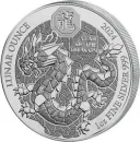 1 Unze Silbermünze Ruanda 2024 in Polierter Platte | Lunar Serie - Motiv: DRACHE