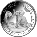 5 Unze Silbermünze Somalia 2024 - Elefant