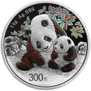 1 Kilo / 1000 Gramm Silbermünze China 2024 in Polierte Platte und Irisierende Färbung - Panda