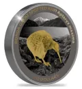 2 Unze Silbermünze Neuseeland 2024 - Kiwi in High Relief und Black Proof vergoldet