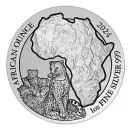 1 Unze Silbermünze Ruanda 2024 - Leopard in Polierter Platte