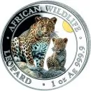 1 Unze Silbermünze Somalia 2024 | Serie: African Wildlife - Motiv: Leopard in Farbe