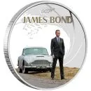 1 Unze Silbermünze Tuvalu 2024 Polierte Platte in Farbe | Serie: James Bond - Motiv: Daniel Craig mit Aston Martin DB5 *