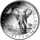 5 Unze Silbermünze Somalia 2025 - Elefant