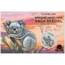 1 Unze Silbermünze Australien 2025 Blister in Farbe - Koala | Brisbane Money Expo ANDA Special