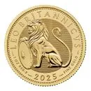 Goldmünze mit Motiv des British Lion auf der Vorderseite, Rückseite mit Porträt von König Charles III., Ausgabejahr 2025 und Feingold-Angaben, limitiert auf 5.000 Stück weltweit.