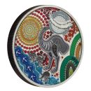 Silbermünze 2025 aus Australien mit farbigem Emu-Motiv im Antique Finish, 2 Unzen Feinsilber, Auslieferung in Etui mit Zertifikat, limitierte Auflage von 2.000 Stück.