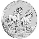 1 oz Silbermünze Australien 2025 mit Brumby-Motiv – dynamisches Wildpferd, Perth Mint, sechste Ausgabe der Serie.