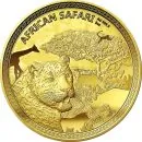 5 Unzen Goldmünze Tschad 2018 mit Leopard-Motiv aus der African Safari Serie, polierte Platte, inklusive Seriennummer