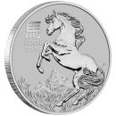 „1 Unze Platinmünze Australien 2026 Lunar Serie III mit Pferd-Motiv, geprägt von der Perth Mint, Vorderseite mit Königinnenportrait, Rückseite mit detailreichem Pferdedesign, weltweit auf 5.000 Exemplare limitiert.“