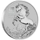„1 Unze Platinmünze Australien 2026 Lunar Serie III mit Pferd-Motiv, geprägt von der Perth Mint, Vorderseite mit Königinnenportrait, Rückseite mit detailreichem Pferdedesign, weltweit auf 5.000 Exemplare limitiert.“