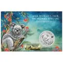 1 Unze Silbermünze Australien 2025 Koala im Blister, Sonderausgabe der Perth Mint zur ANA World's Fair of Money, mit Bison Privy Mark, limitierte Auflage 2.500 Stück