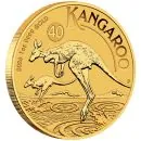 1 Unze Goldmünze Australien 2026 Känguru (40th Anniversary), geprägt von der Perth Mint, Vorderseite mit Porträt von König Charles III., Rückseite mit detailreicher Känguru-Darstellung