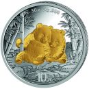 30 Gramm Silbermünze China 2026 - Panda vergoldet