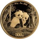 30 Gramm Goldmünze China 2026, Vorderseite mit Panda-Motiv, Rückseite mit Himmelstempel in Peking, geprägt von der China Mint, Bullionqualität 999 Feingold.