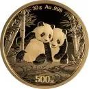 30 Gramm Goldmünze China 2026, Vorderseite mit Panda-Motiv, Rückseite mit Himmelstempel in Peking, geprägt von der China Mint, Bullionqualität 999 Feingold.
