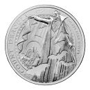 1 Unze Silbermünze Großbritannien 2025 Graf Dracula aus 999,9 Feinsilber, Rückseite mit Graf Dracula Motiv, Vorderseite mit offizieller Porträtprägung, ausgeliefert in Münzkapsel