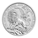 1/2 Unze Silbermünze Großbritannien 2026 mit dem Motiv Löwe und Adler, geprägt in 999er Feinsilber, Wertseite mit Porträt von König Charles III.