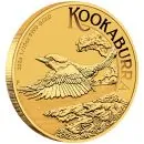 /10 Unze Goldmünze Australien 2026 Kookaburra aus 999,9er Gold, Motiv mit australischem Eisvogel, Wertseite mit Porträt von König Charles III.