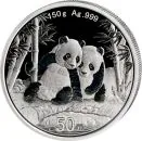 150 Gramm Silbermünze China 2026 Panda in Polierter Platte mit irisierender Farbveredelung, Sammlermünze in Box mit Zertifikat, detailreiches Panda-Motiv