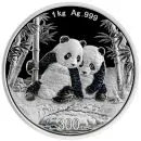 1 Kilo Silbermünze China 2026 Panda in Polierter Platte mit irisierender Farbveredelung, großformatige Sammlermünze in Box mit Zertifikat, detailreiches Panda-Motiv.