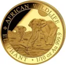 1/10 Unze Goldmünze Somalia 2026 Elefant aus 999,9 Feingold, Bullionmünze mit jährlich wechselndem Elefantenmotiv der African Wildlife Serie