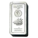 5000 Gramm Silber Münzbarren Cook Islands aus 999 Feinsilber von Heimerle + Meule, geprägter LBMA-zertifizierter Silberbarren mit natürlicher Patina.