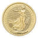 Britannische 1/4 Unze Gold Britannia des Jahres 2027. Die Motivseite zeigt Britannia mit Helm, Schild, Olivenzweig und Dreizack sowie das für 2027 vorgesehene „40“ Wave Privy Mark.