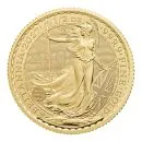 Britannische 1/2 Unze Gold Britannia des Jahres 2027. Die Motivseite zeigt Britannia mit Helm, Schild, Olivenzweig und Dreizack. Die Münze trägt das besondere „40“ Wave Privy Mark der Jubiläumsausgabe.