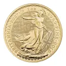 Britannische 1 Unze Gold Britannia des Jahres 2027. Die Motivseite zeigt Britannia mit Helm, Schild, Olivenzweig und Dreizack. Die Jubiläumsausgabe trägt das „40“ Wave Privy Mark und eine strukturierte Hintergrundgestaltung.