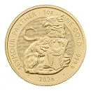 Britische 1 Unze Goldmünze aus dem Jahr 2026 aus der Royal Tudor Beasts Bullion Collection. Die Motivseite zeigt den Seymour Panther mit einem Schild mit den Seymour Flügeln. Die Münze besteht aus 999,9/1000 Feingold.