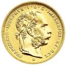 Österreichische 8 Florin Goldmünze mit dem Prägejahr 1892 als Neuprägung. Die Münze zeigt das Porträt von Kaiser Franz Joseph I. und besteht aus 900/1000 Gold.
